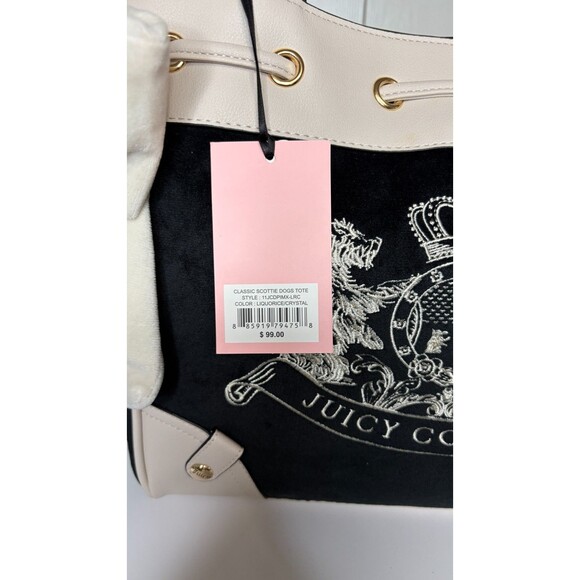 Juicy Couture Classic Scottie Dogs Tote Bag Liquorice/Crystal HTF Viral - Picture 11 of 16